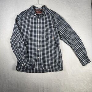 Simms Fishing Shirt Mens L Plaid‎ Blue White Long Sleeve Lightweight Outdoor